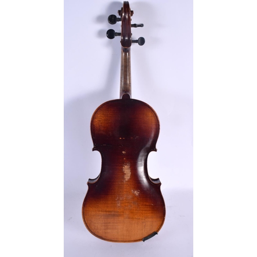 337 - A CASED VIOLIN. 58 cm long, length of back 37.5 cm .