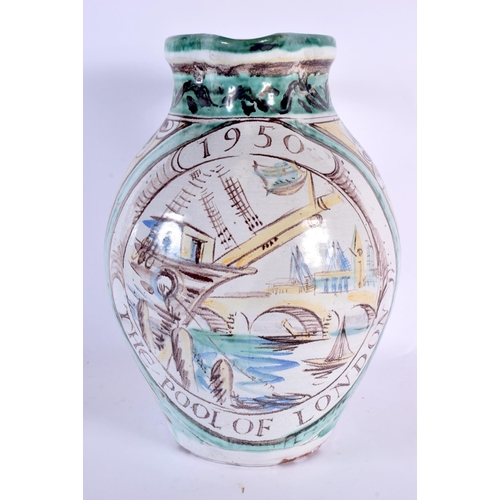 341 - A LARGE MID CENTURY EUROPEAN FAIENCE GLAZED POTTERY JUG possibly by a London based Italian potter, d... 