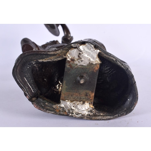 348 - A 1920S EUROPEAN BRONZE FIGURE OF A MALE modelled holding his hat upon a naturalistic base. 31 cm hi... 