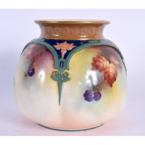 35 - A ROYAL WORCESTER PORCELAIN POT POURRI. 8.5 cm x 8 cm.