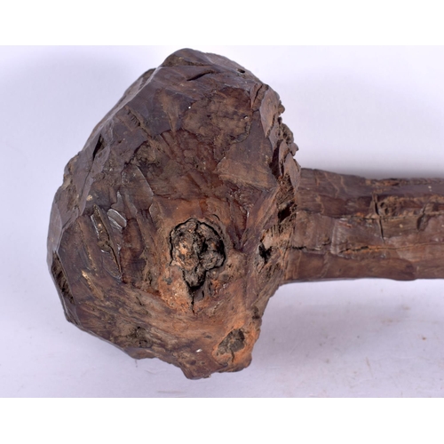351 - A TRIBAL CARVED WOOD THROWING CLUB. 45 cm long.