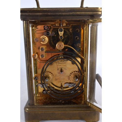 355 - A MATTHEW NORMAN REPEATING CARRIAGE CLOCK. 17 cm high inc handle.