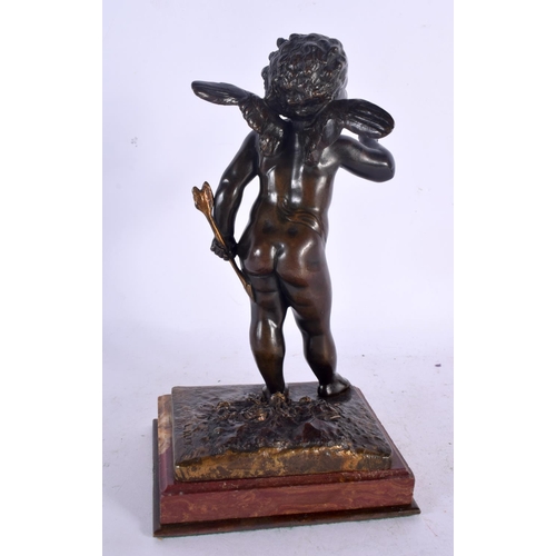 358 - AN ANTIQUE EUROPEAN BRONZE FIGURE OF A PUTTI by L Kley. 19 cm high.