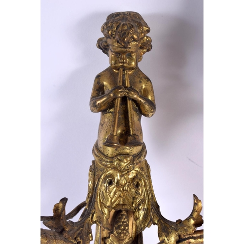 363 - A PAIR OF 19TH CENTURY FRENCH GILT BRONZE COUNTRY HOUSE WALL SCONCES. 46 cm x 24 cm.