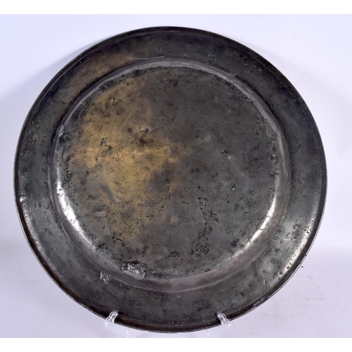 366 - A COLLECTION OF ANTIQUE PEWTER in various forms and sizes. Largest 40 cm diameter. (10)