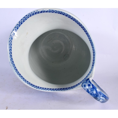 387 - A LARGE WEDGWOOD BLUE AND WHITE FALLOW DEER WASH JUG AND BASIN. 36 cm wide. (2)