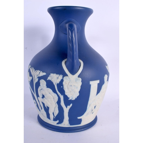 40 - AN ADAMS & BROMLEY TWIN HANDLED PORTLAND VASE decorated with figures. 23 cm x 14 cm.