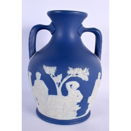 40 - AN ADAMS & BROMLEY TWIN HANDLED PORTLAND VASE decorated with figures. 23 cm x 14 cm.