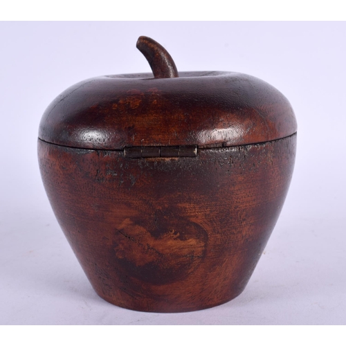 402 - A CONTEMPORARY TREEN APPLE TEA CADDY. 11 cm x 9 cm.