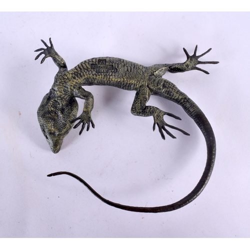 420 - A CONTEMPORARY COLD PAINTED BRONZE LIZARD. 20 cm x 15 cm.