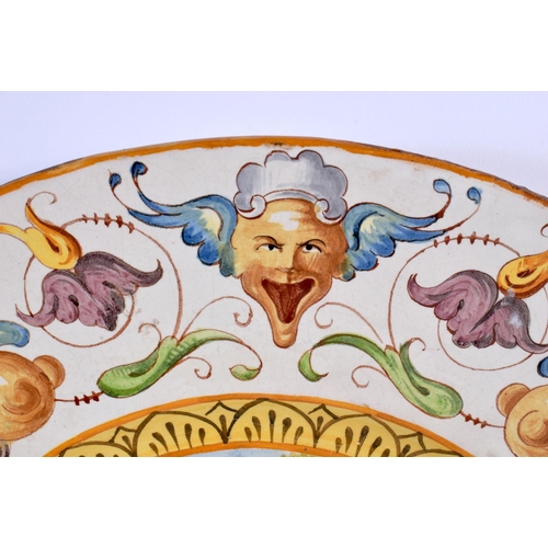 437 - A LARGE 19TH CENTURY EUROPEAN MAJOLICA CHARGER painted with figures. 42 cm diameter.