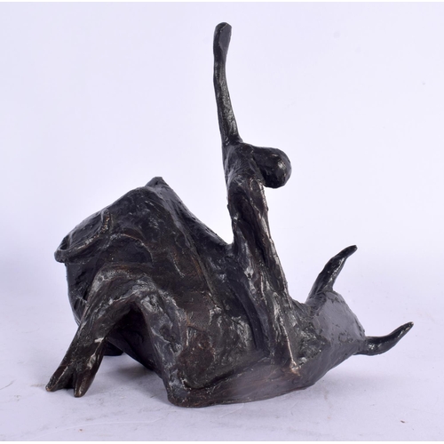 53 - Manner of Picasso (20th Century) Bronze, Stylised figure riding a bull. 11 cm x 11 cm.