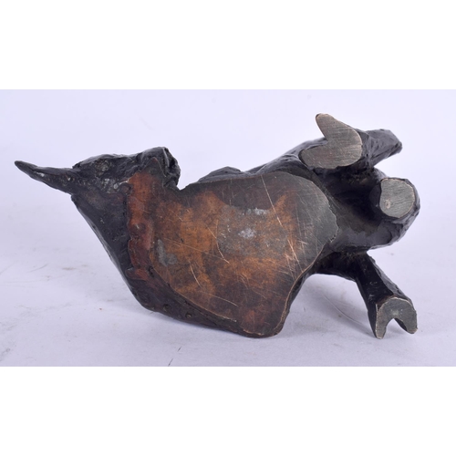 53 - Manner of Picasso (20th Century) Bronze, Stylised figure riding a bull. 11 cm x 11 cm.