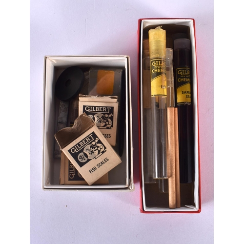 541 - A CHARMING CASED GILBERT MICROSCOPE AND LAB SET. 36 cm x 24 cm.