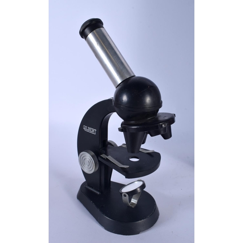 541 - A CHARMING CASED GILBERT MICROSCOPE AND LAB SET. 36 cm x 24 cm.