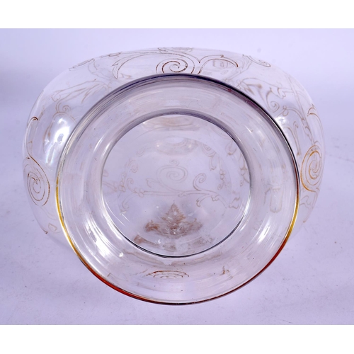 542 - AN EARLY 20TH CENTURY EUROPEAN CRYSTAL GLASS DECANTER AND STOPPER engraved with vines and motifs. 33... 