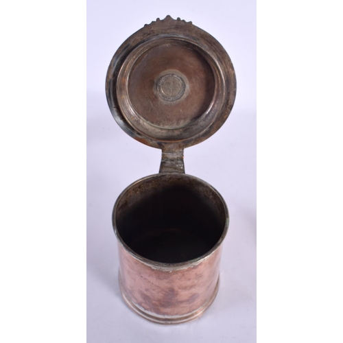 545 - A GEORGE III OLD SHEFFIELD PLATED TANKARD inset with a silver coin, together with an antique gofferi... 