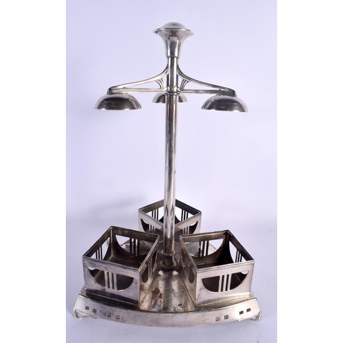 547 - A LARGE ART DECO WMF SILVER PLATED TANTALUS of stylish form. 38 cm x 18 cm.