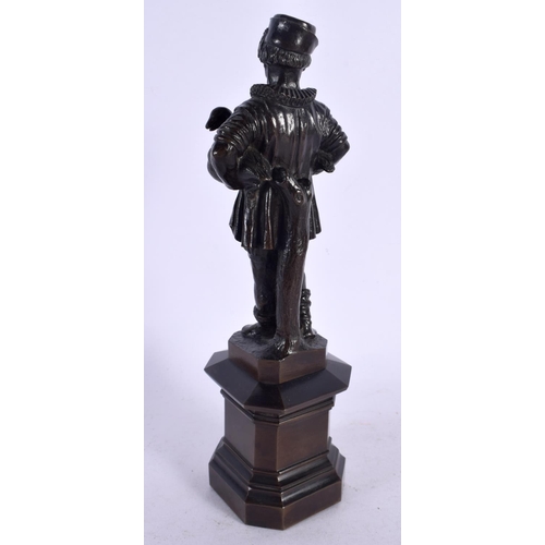 556 - French School (19th Century) Bronze, Figure holding geese. 27 cm high.