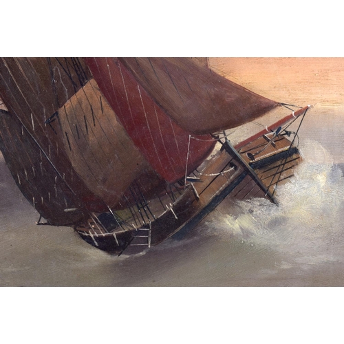 558 - Edward King Redmore (C1860) Pair, Oil on Board, Junks at sea. 78 cm x 58 cm.
