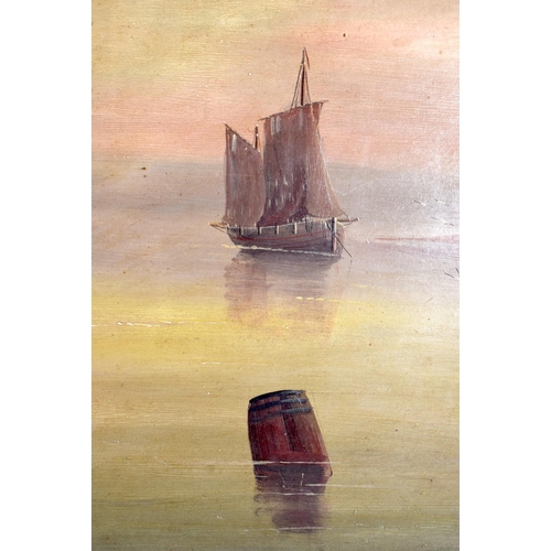 558 - Edward King Redmore (C1860) Pair, Oil on Board, Junks at sea. 78 cm x 58 cm.