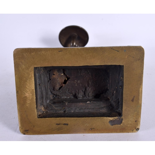 563 - A GOOD 19TH CENTURY INDIAN BRONZE FIGURE OF A STANDING BUDDHA modelled upon a rectangular base. 27 c... 