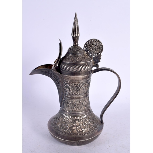 579 - A LATE 19TH CENTURY MIDDLE EASTERN PERSIAN SILVER TEAPOT. 298 grams. 20 cm x 12 cm.