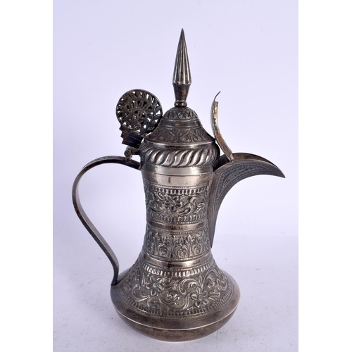 579 - A LATE 19TH CENTURY MIDDLE EASTERN PERSIAN SILVER TEAPOT. 298 grams. 20 cm x 12 cm.