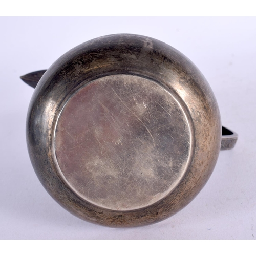 579 - A LATE 19TH CENTURY MIDDLE EASTERN PERSIAN SILVER TEAPOT. 298 grams. 20 cm x 12 cm.