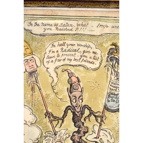 581 - AN EARLY 19TH CENTURY ENGLISH POLITICAL CARTOON 'The Root of the Kings evil'. 34 cm x 28 cm.