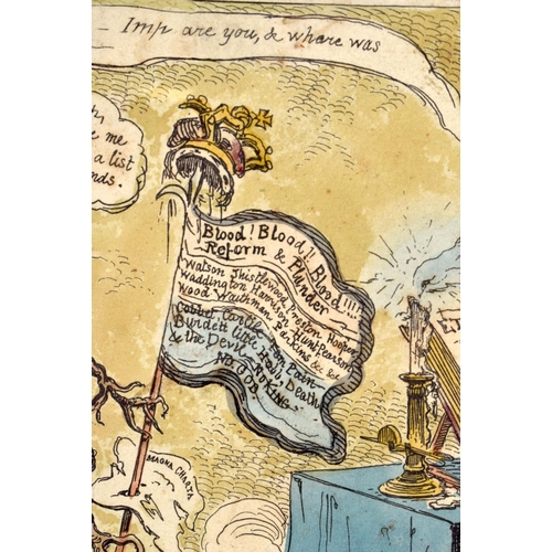 581 - AN EARLY 19TH CENTURY ENGLISH POLITICAL CARTOON 'The Root of the Kings evil'. 34 cm x 28 cm.