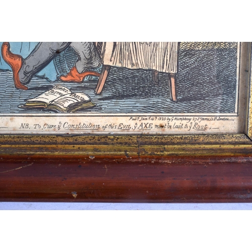 581 - AN EARLY 19TH CENTURY ENGLISH POLITICAL CARTOON 'The Root of the Kings evil'. 34 cm x 28 cm.