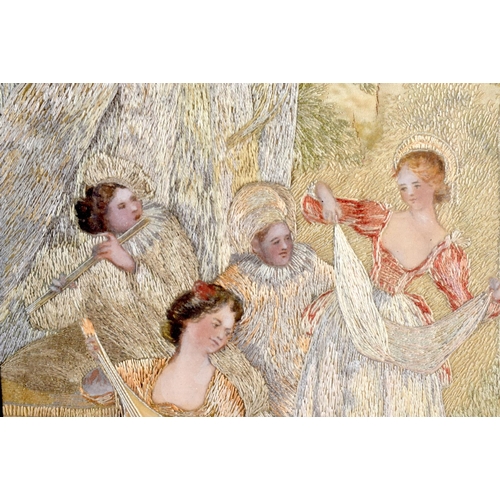 582 - AN 18TH/19TH CENTURY FRAMED CONTINENTAL STITCH WORK PANEL. 45 cm x 35 cm.