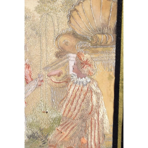 582 - AN 18TH/19TH CENTURY FRAMED CONTINENTAL STITCH WORK PANEL. 45 cm x 35 cm.