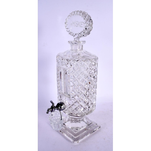 586 - A 1920S IRISH CUT GLASS WHISKEY DISPENSER. 32 cm x 10 cm.