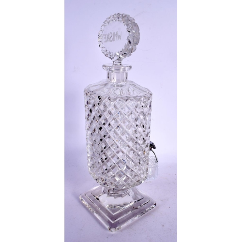 586 - A 1920S IRISH CUT GLASS WHISKEY DISPENSER. 32 cm x 10 cm.