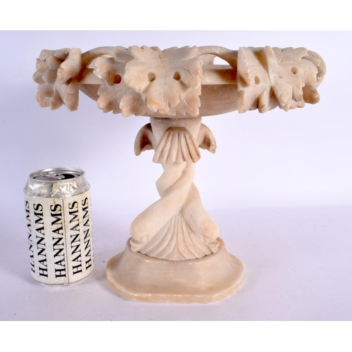 588 - A LATE 19TH CENTURY EUROPEAN CARVED ALABASTER TAZZA overlaid with vines. 26 cm x 24 cm.