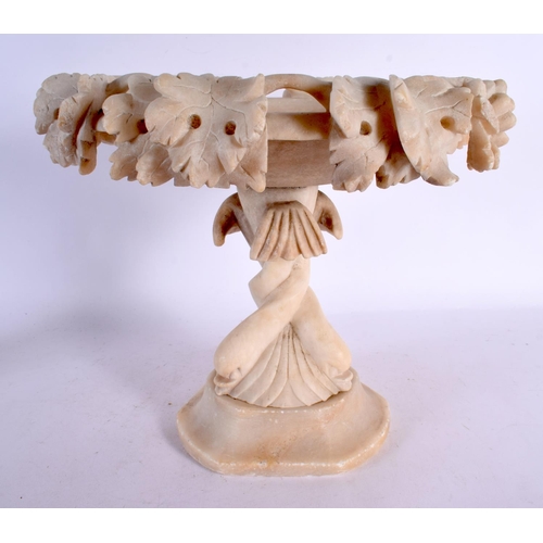 588 - A LATE 19TH CENTURY EUROPEAN CARVED ALABASTER TAZZA overlaid with vines. 26 cm x 24 cm.