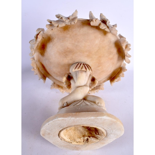 588 - A LATE 19TH CENTURY EUROPEAN CARVED ALABASTER TAZZA overlaid with vines. 26 cm x 24 cm.