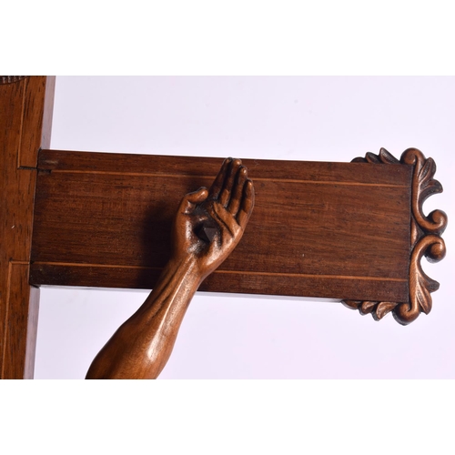 589 - A FINE 18TH CENTURY EUROPEAN CARVED FRUITWOOD CORPUS CHRISTI modelled upon a cross. 80 cm x 35 cm.