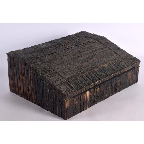 591 - A LARGE 19TH CENTURY EUROPEAN CARVED STAG ANTLER AND BONE BOX with engraved interior. 40 cm x 34 cm ... 