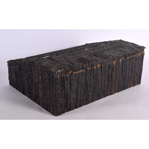591 - A LARGE 19TH CENTURY EUROPEAN CARVED STAG ANTLER AND BONE BOX with engraved interior. 40 cm x 34 cm ... 
