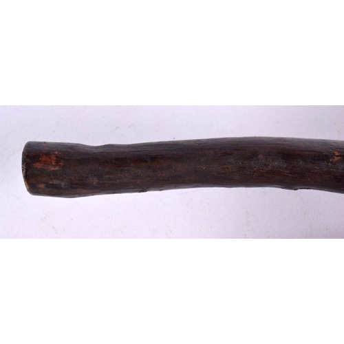 598 - A 19TH CENTURY FIJIAN CARVED CROSS HATCH TRIBAL CLUB. 32 cm long.