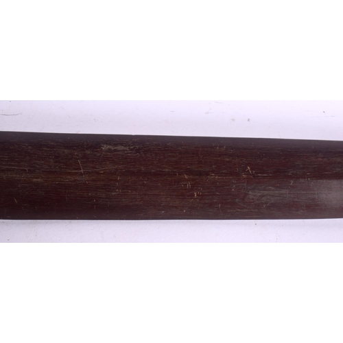 600 - A RARE 19TH CENTURY FIJIAN TRIBAL CARVED ENGRAVED WOOD CLUB PADDLE. 97 cm long.