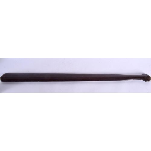 600 - A RARE 19TH CENTURY FIJIAN TRIBAL CARVED ENGRAVED WOOD CLUB PADDLE. 97 cm long.