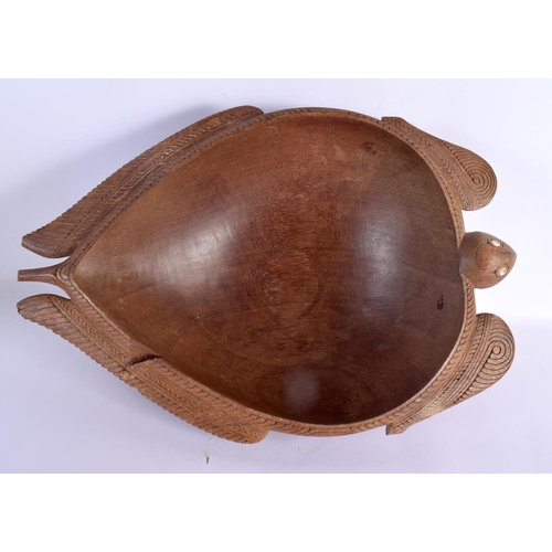 65 - A RARE LARGE EARLY 20TH CENTURY TRIBAL SOUTH SEA ISLANDS POLYNESIAN FOOD BOWL in the form of a  turt... 