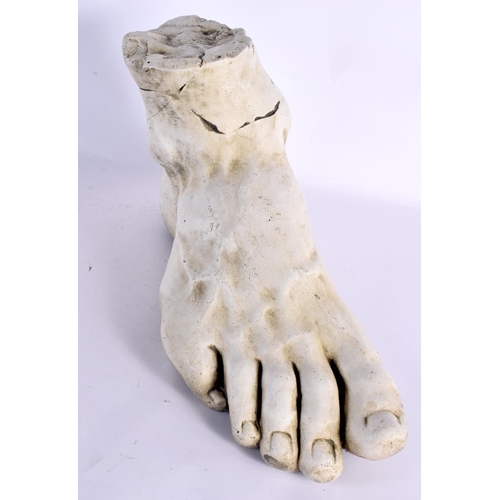 67 - A LARGE PLASTER COUNTRY HOUSE ROMAN FOOT DOOR STOP After the Antiquity. 52 cm x 28 cm.