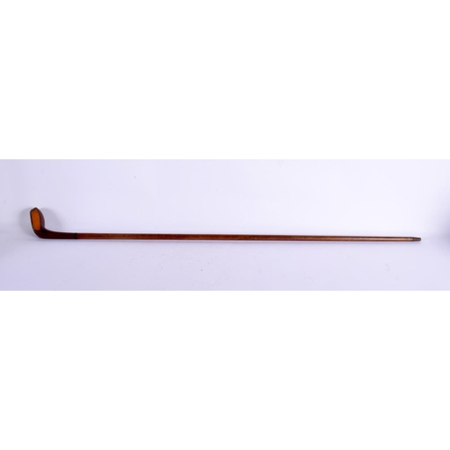 68 - A FINE ANTIQUE SCOTTISH CARVED WOOD GOLFING SUNDAY STICK possibly belonging to Andrew Carnegie (Skib... 