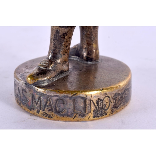 745C - A RARE ANTIQUE PHINEAS MACLINO BRONZE CAR MASCOT. 16.5 cm high.