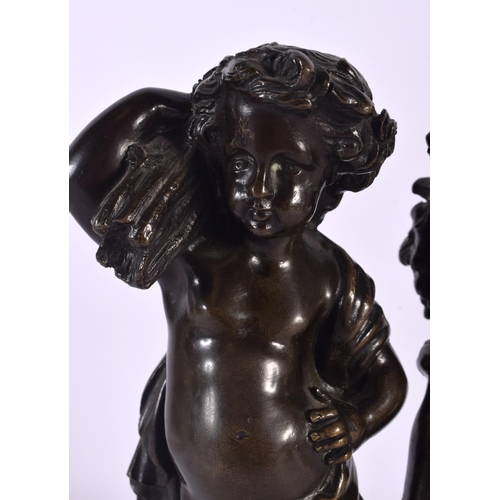 746D - French School (19th Century) Pair, Bronze, Putti. 22 cm high.